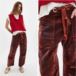 We The Free Red Velvet Straight Leg Jeans